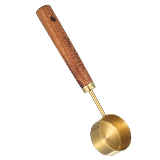 Tyqour Stainless Steel & Wood 1 Teaspoon Scoop Coffee Measuring Scoop 1Tablespoon Measuring Spoon Perfect for Coffee, Tea, and More