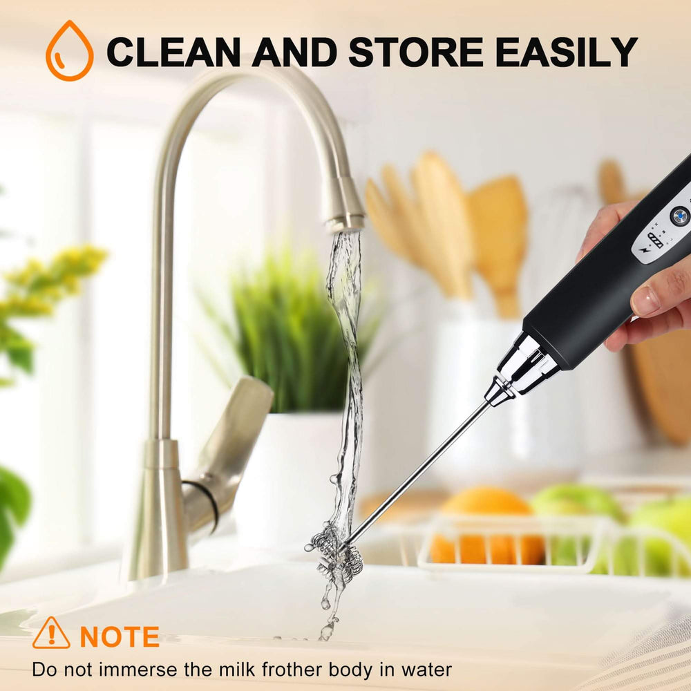 YUSWKO Black Handheld Milk Frother Wand for Coffee