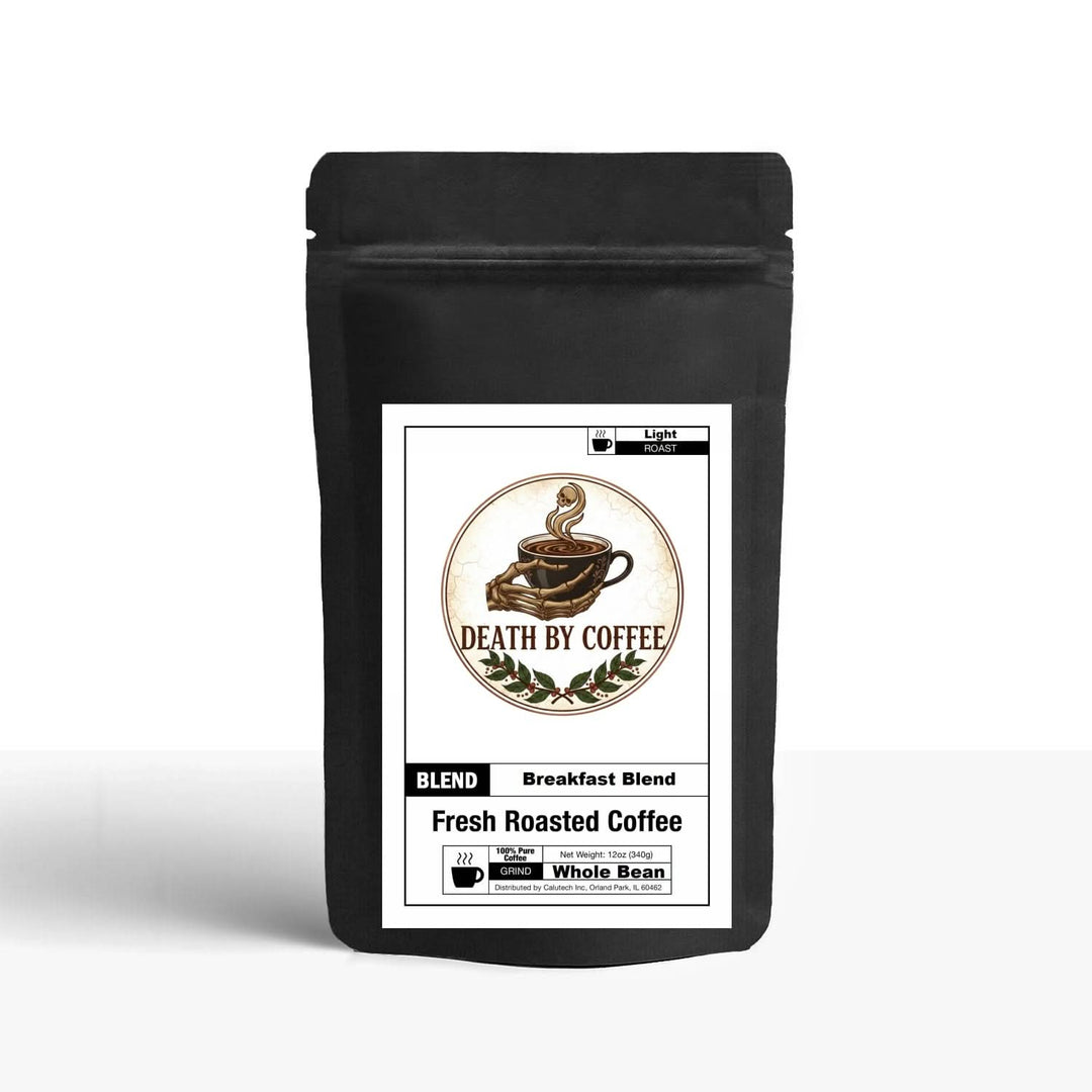 Light golden-brown Breakfast Blend coffee, a South American light roast